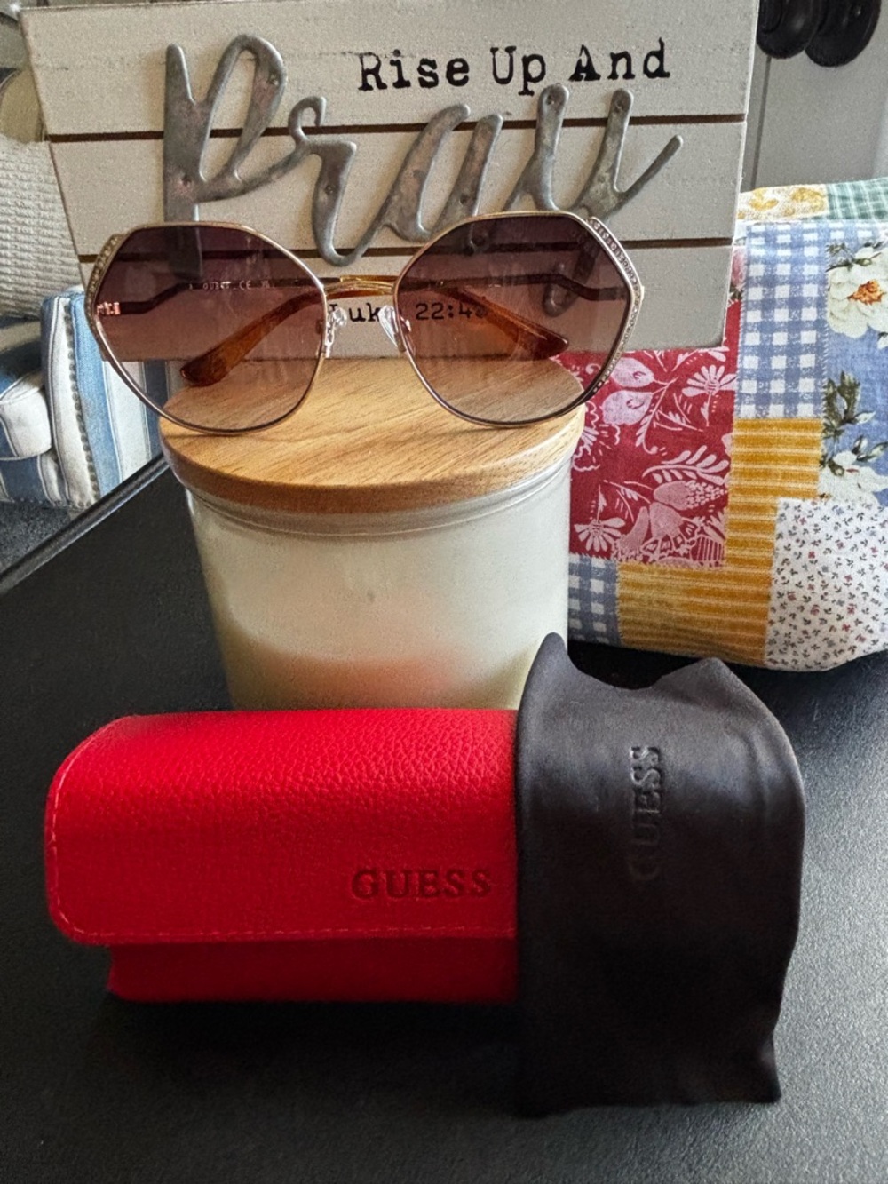 GUESS Women's Brown Gradient Lens Sunglasses with Gold Frame